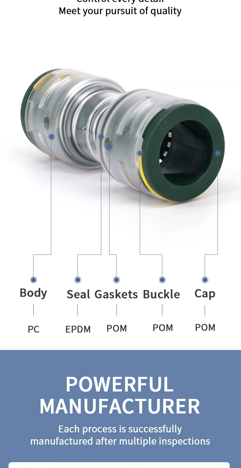 Microduct Fiber Optic 3mm Straight Clear Body Microduct Connector Hose Coupling Quick Fitting